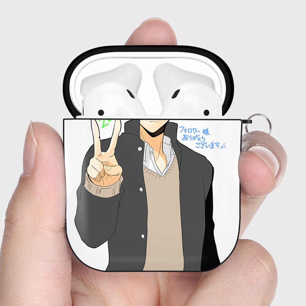（画像用） ハイキュー!! Haikyu!! AirPods 第2世代保護ケース ハードシェル ブラック 耐衝撃・防指紋・カラビナ付き