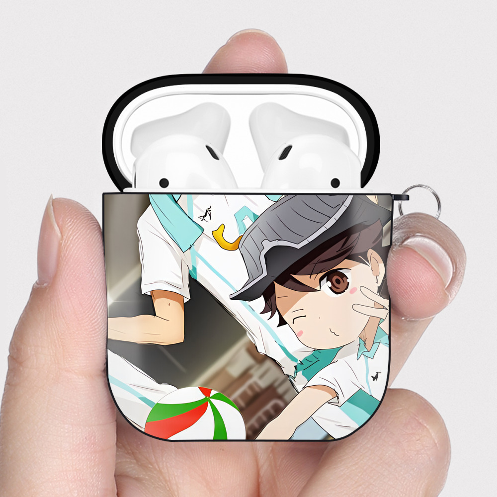（画像用） ハイキュー!! Haikyu!! AirPods 第2世代保護ケース ハードシェル ブラック 耐衝撃・防指紋・カラビナ付き