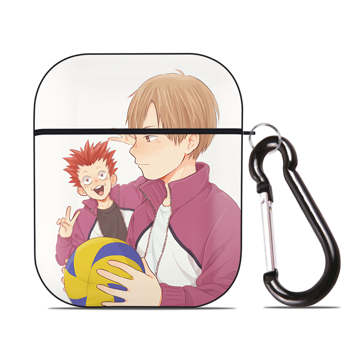 （画像用） ハイキュー!! Haikyu!! AirPods 第2世代保護ケース ハードシェル ブラック 耐衝撃・防指紋・カラビナ付き