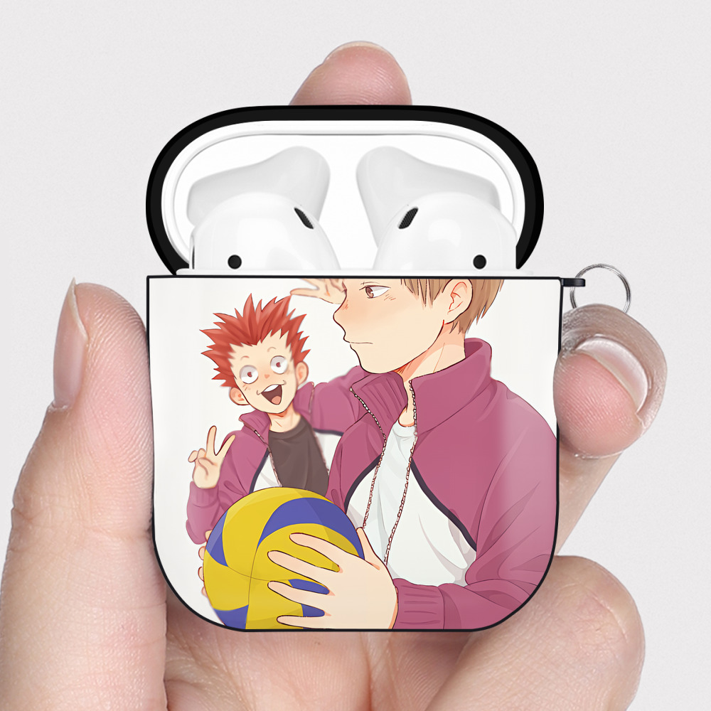 （画像用） ハイキュー!! Haikyu!! AirPods 第2世代保護ケース ハードシェル ブラック 耐衝撃・防指紋・カラビナ付き