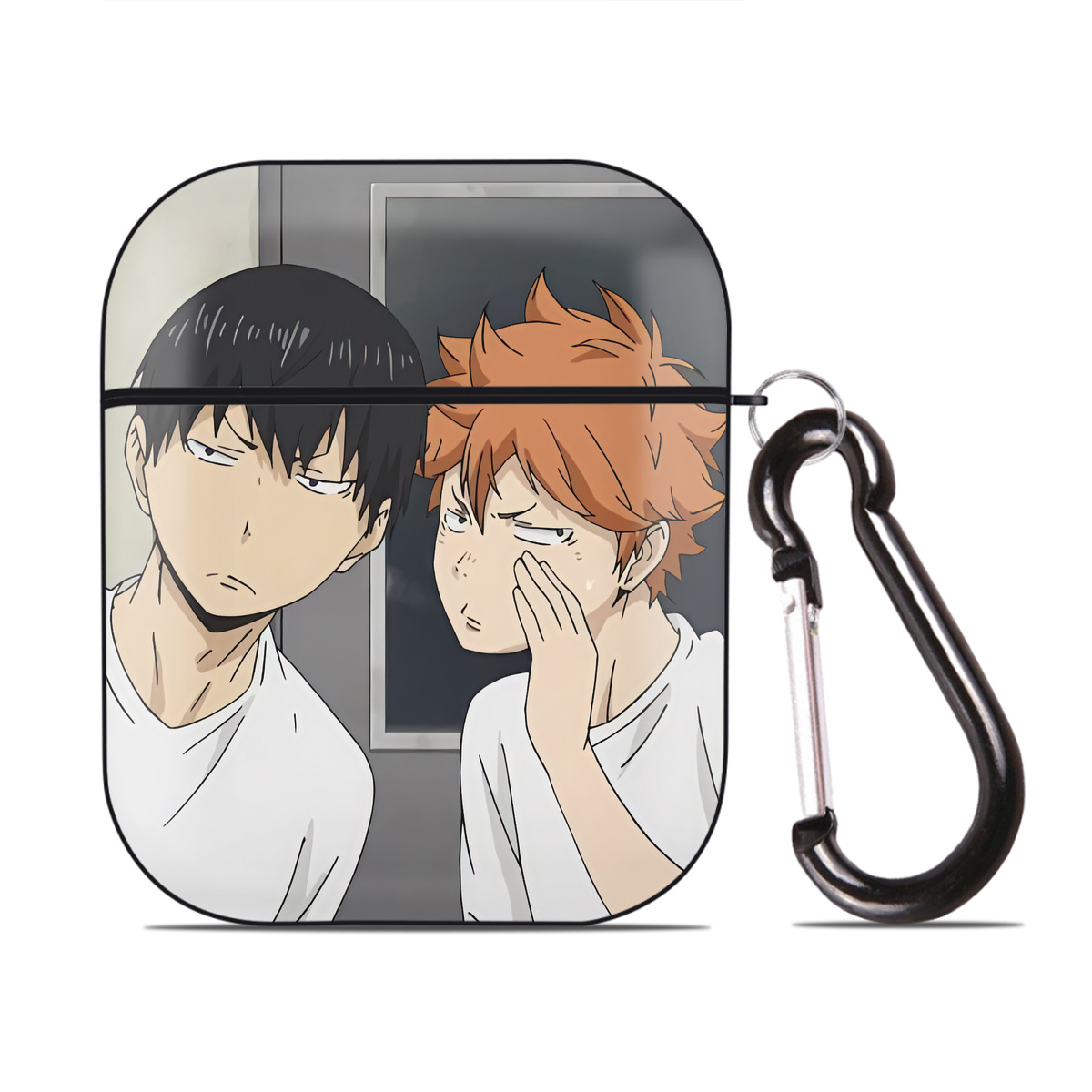 （画像用） ハイキュー!! Haikyu!! AirPods 第2世代保護ケース ハードシェル ブラック 耐衝撃・防指紋・カラビナ付き