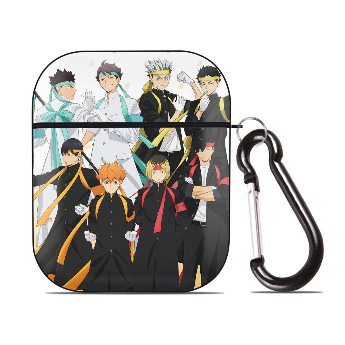 （画像用） ハイキュー!! Haikyu!! AirPods 第2世代保護ケース ハードシェル ブラック 耐衝撃・防指紋・カラビナ付き