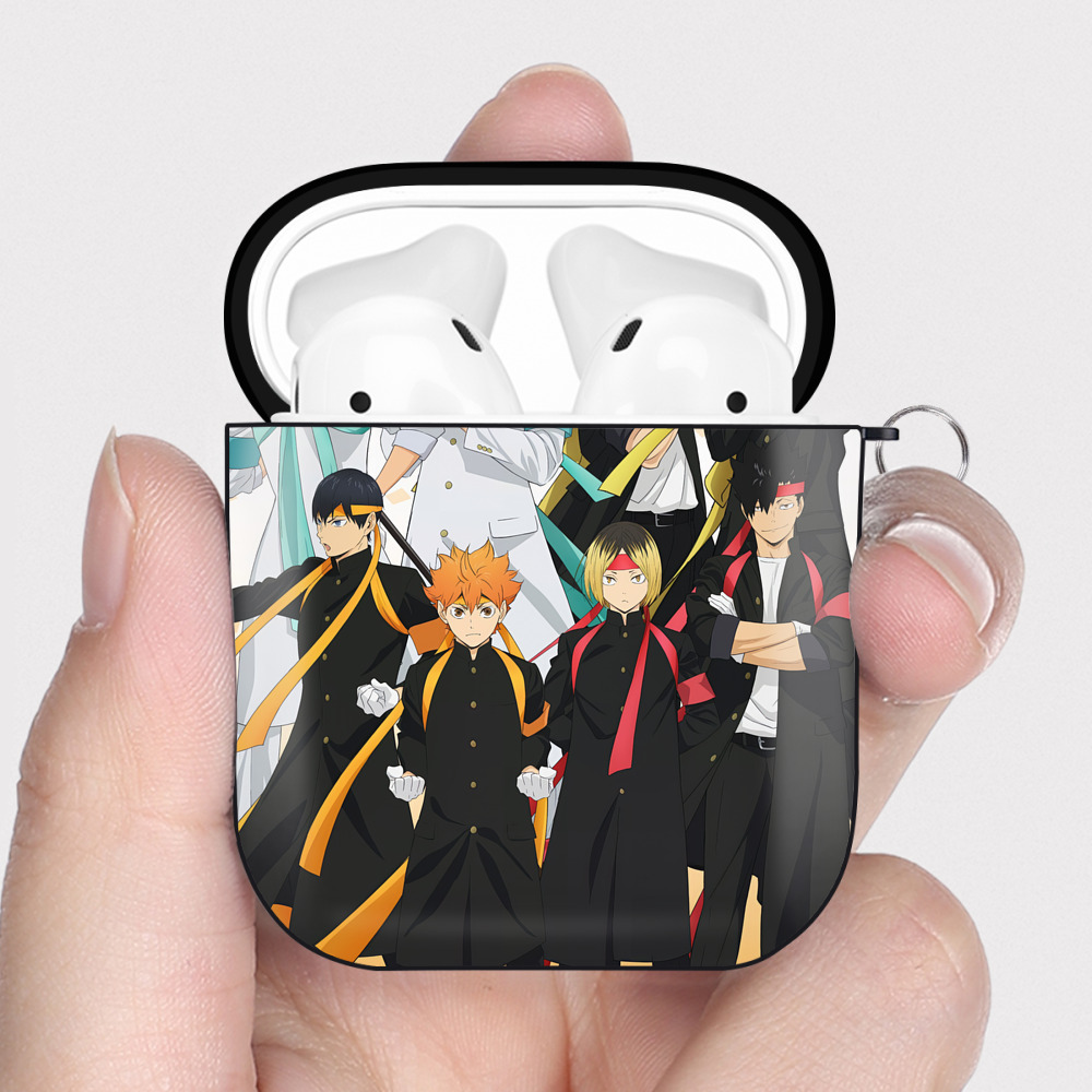 （画像用） ハイキュー!! Haikyu!! AirPods 第2世代保護ケース ハードシェル ブラック 耐衝撃・防指紋・カラビナ付き