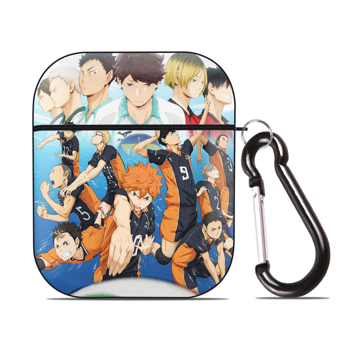 （画像用） ハイキュー!! Haikyu!! AirPods 第2世代保護ケース ハードシェル ブラック 耐衝撃・防指紋・カラビナ付き