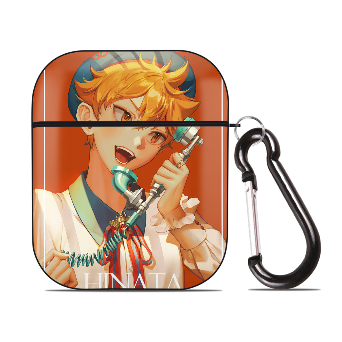 （画像用） ハイキュー!! Haikyu!! AirPods 第2世代保護ケース ハードシェル ブラック 耐衝撃・防指紋・カラビナ付き