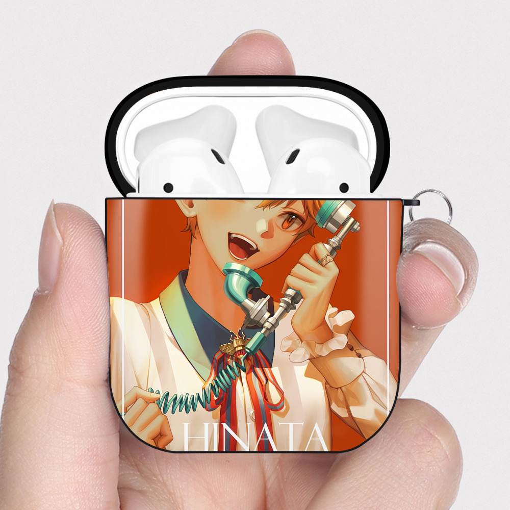 （画像用） ハイキュー!! Haikyu!! AirPods 第2世代保護ケース ハードシェル ブラック 耐衝撃・防指紋・カラビナ付き