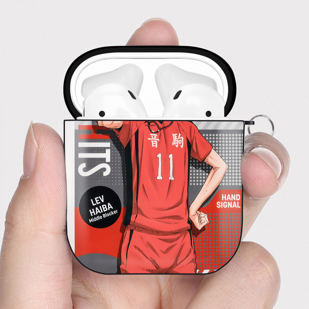 （画像用） ハイキュー!! Haikyu!! AirPods 第2世代保護ケース ハードシェル ブラック 耐衝撃・防指紋・カラビナ付き