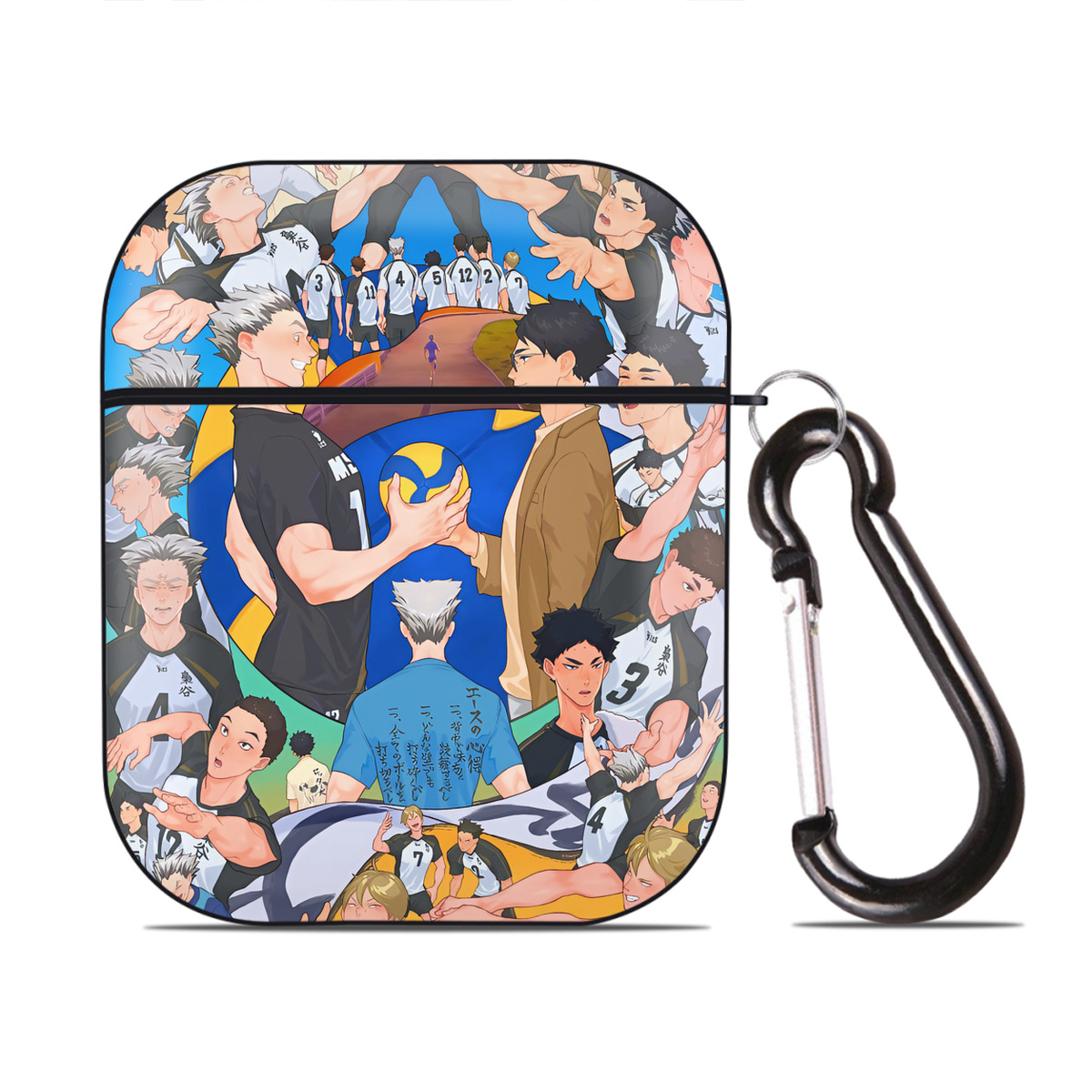 （画像用） ハイキュー!! Haikyu!! AirPods 第2世代保護ケース ハードシェル ブラック 耐衝撃・防指紋・カラビナ付き