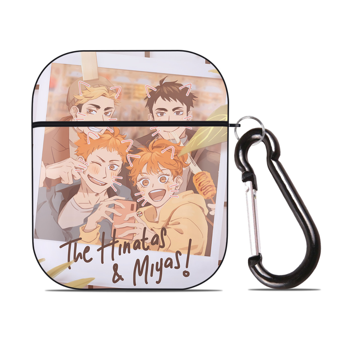 （画像用） ハイキュー!! Haikyu!! AirPods 第2世代保護ケース ハードシェル ブラック 耐衝撃・防指紋・カラビナ付き