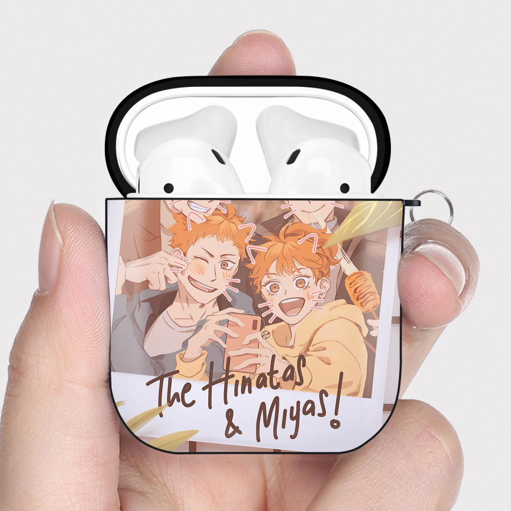 （画像用） ハイキュー!! Haikyu!! AirPods 第2世代保護ケース ハードシェル ブラック 耐衝撃・防指紋・カラビナ付き