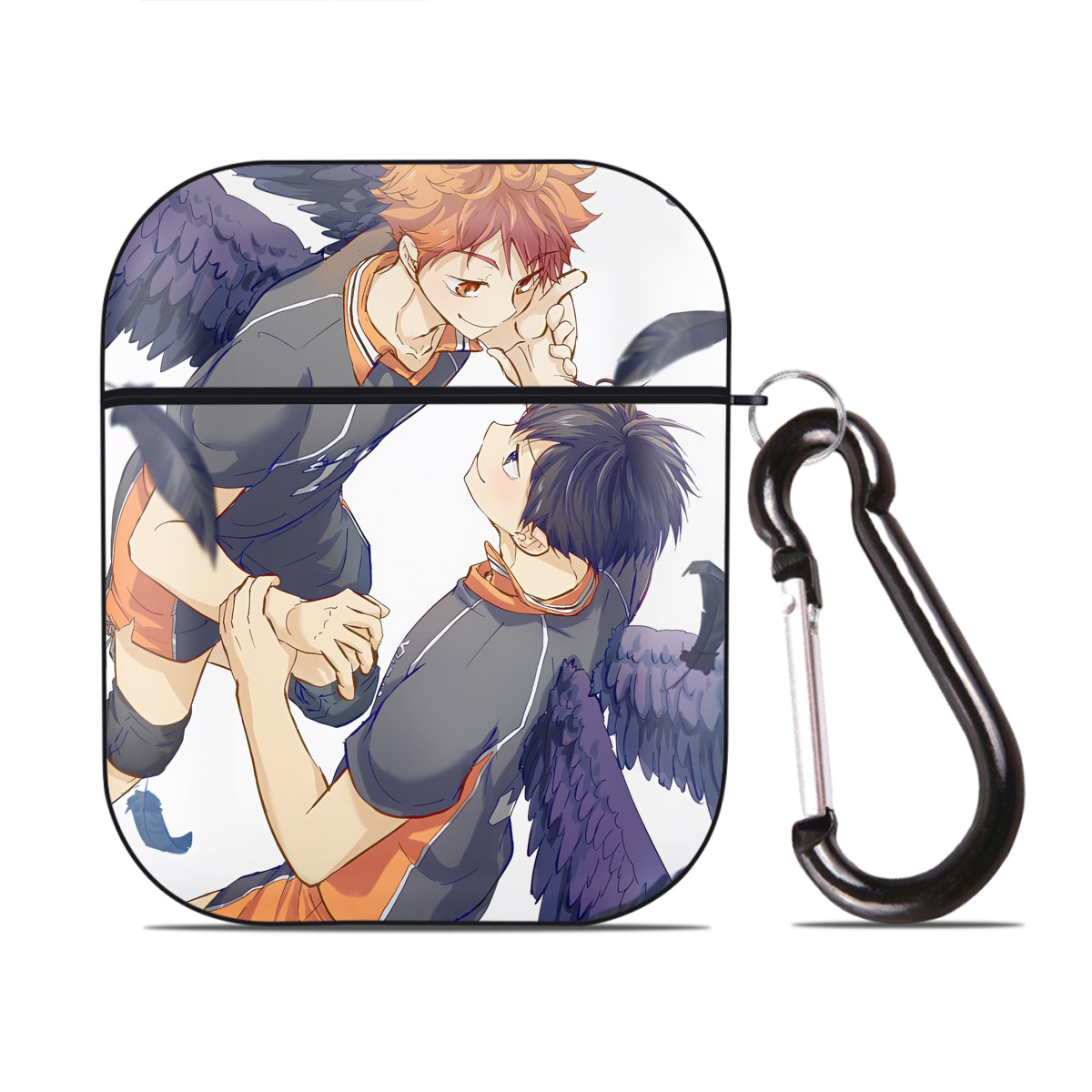 （画像用） ハイキュー!! Haikyu!! AirPods 第2世代保護ケース ハードシェル ブラック 耐衝撃・防指紋・カラビナ付き