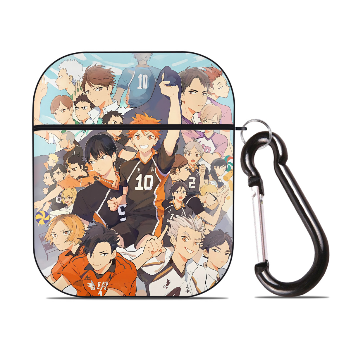 （画像用） ハイキュー!! Haikyu!! AirPods 第2世代保護ケース ハードシェル ブラック 耐衝撃・防指紋・カラビナ付き