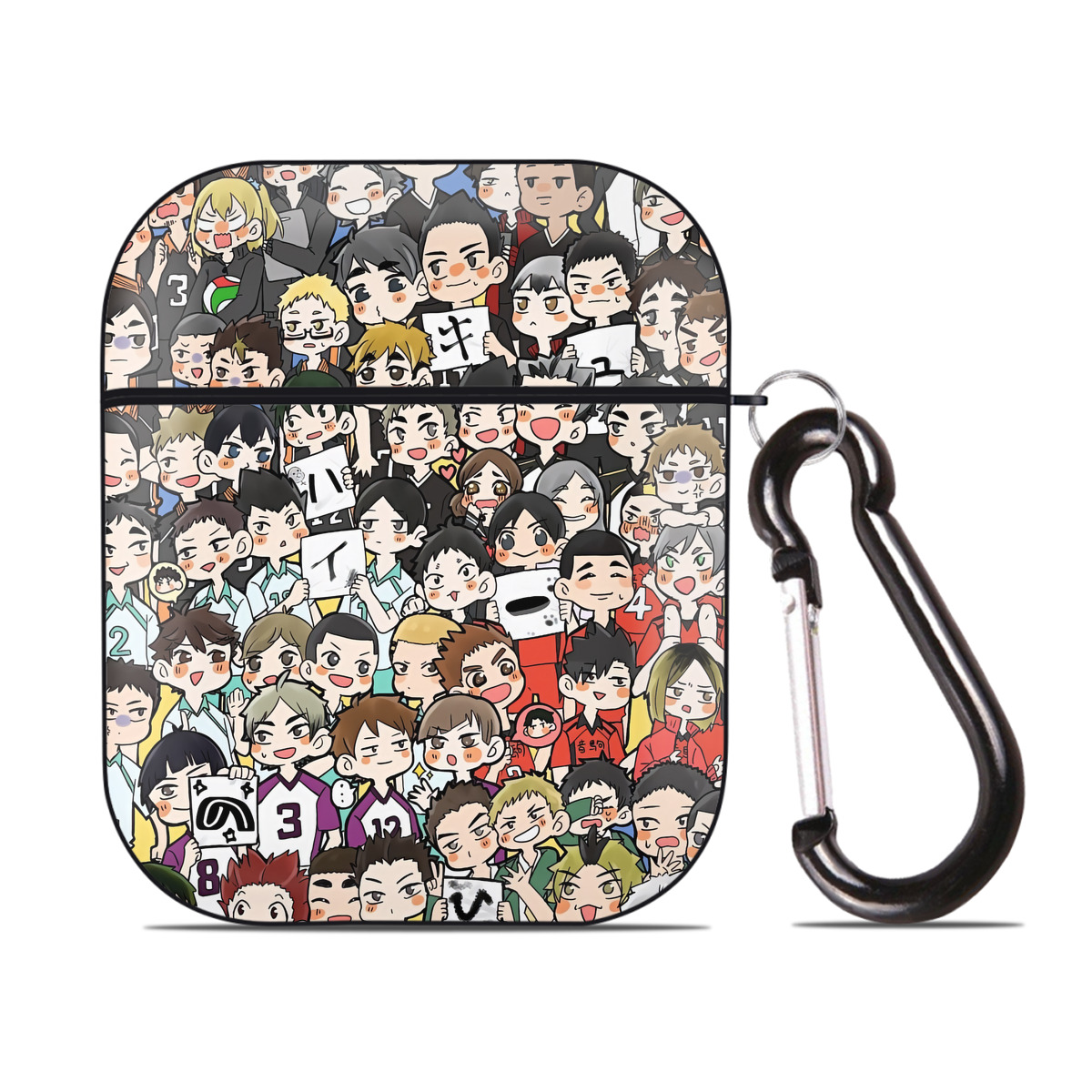 （画像用） ハイキュー!! Haikyu!! AirPods 第2世代保護ケース ハードシェル ブラック 耐衝撃・防指紋・カラビナ付き