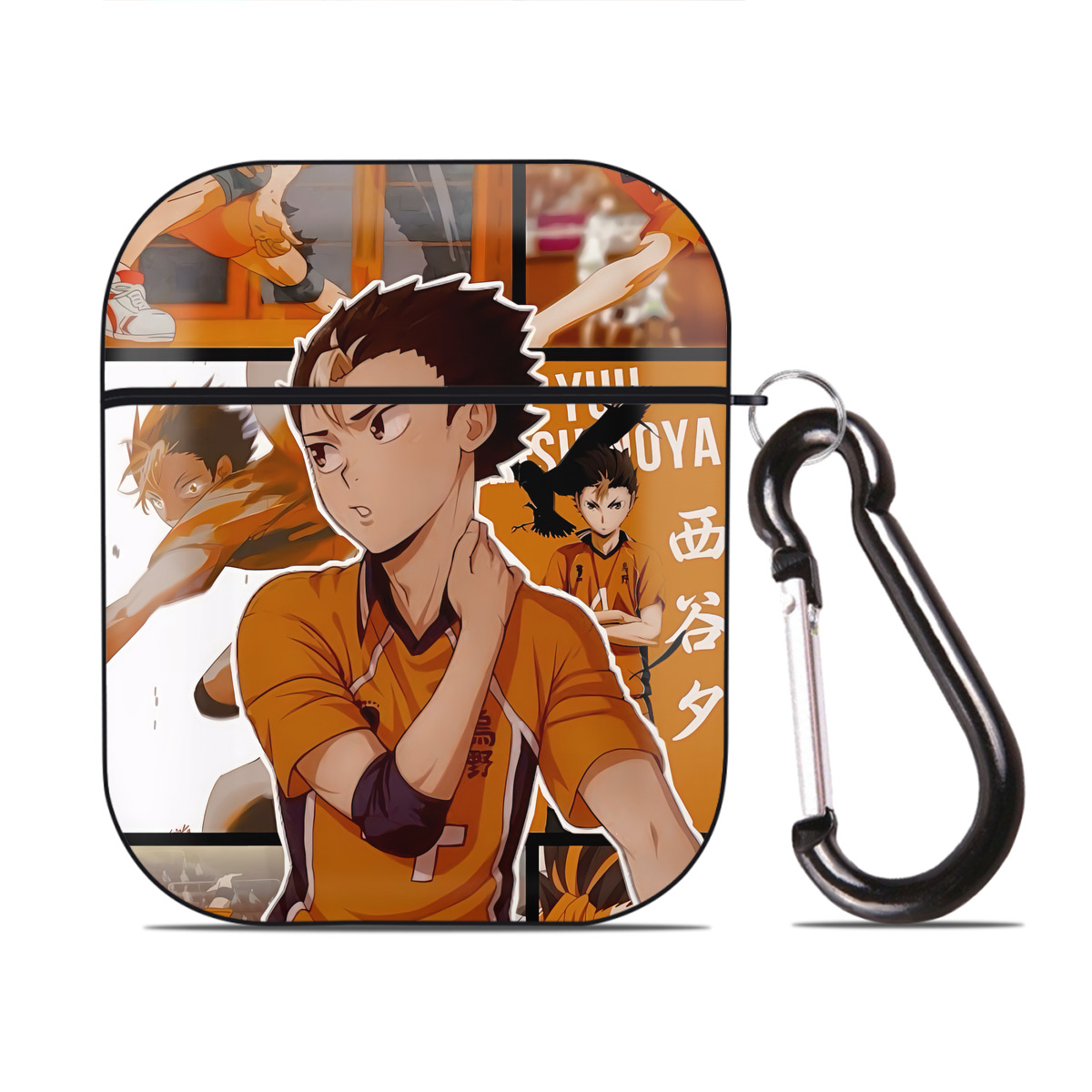 （画像用） ハイキュー!! Haikyu!! AirPods 第2世代保護ケース ハードシェル ブラック 耐衝撃・防指紋・カラビナ付き