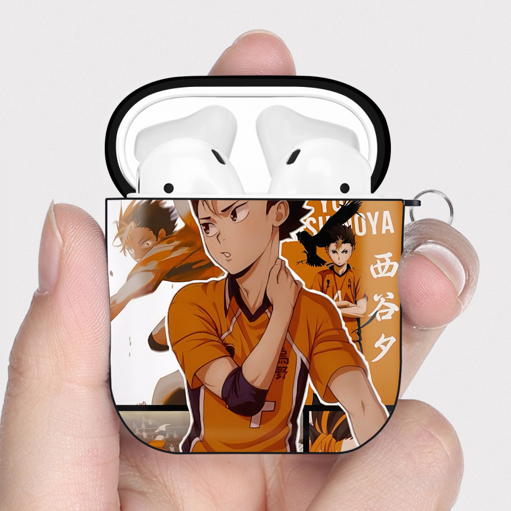 （画像用） ハイキュー!! Haikyu!! AirPods 第2世代保護ケース ハードシェル ブラック 耐衝撃・防指紋・カラビナ付き