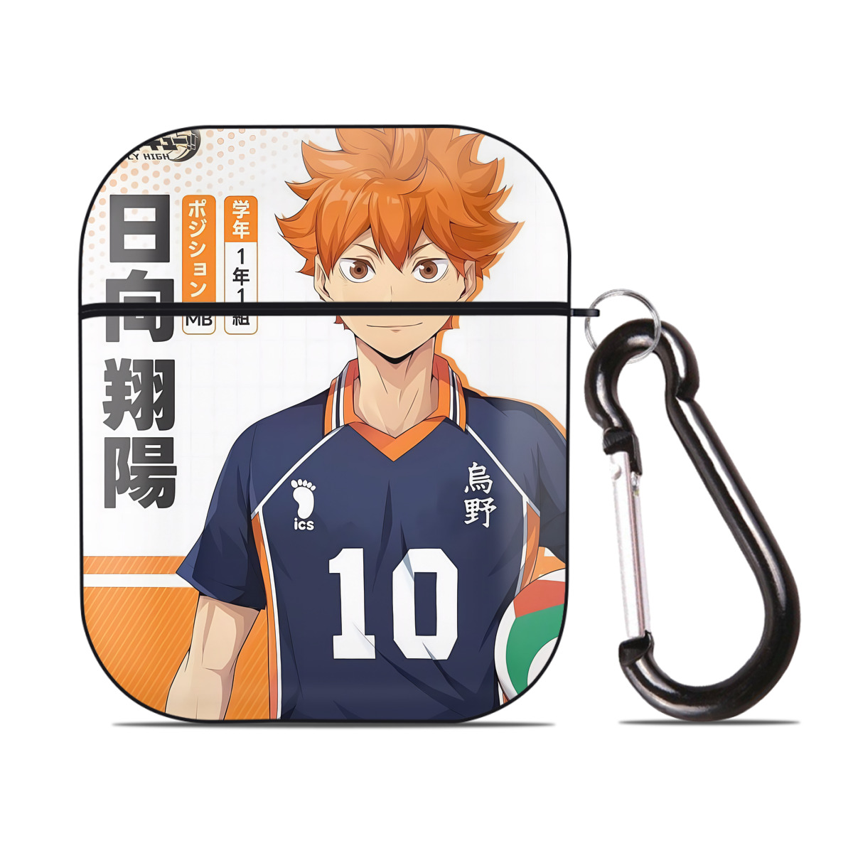 （画像用） ハイキュー!! Haikyu!! AirPods 第2世代保護ケース ハードシェル ブラック 耐衝撃・防指紋・カラビナ付き