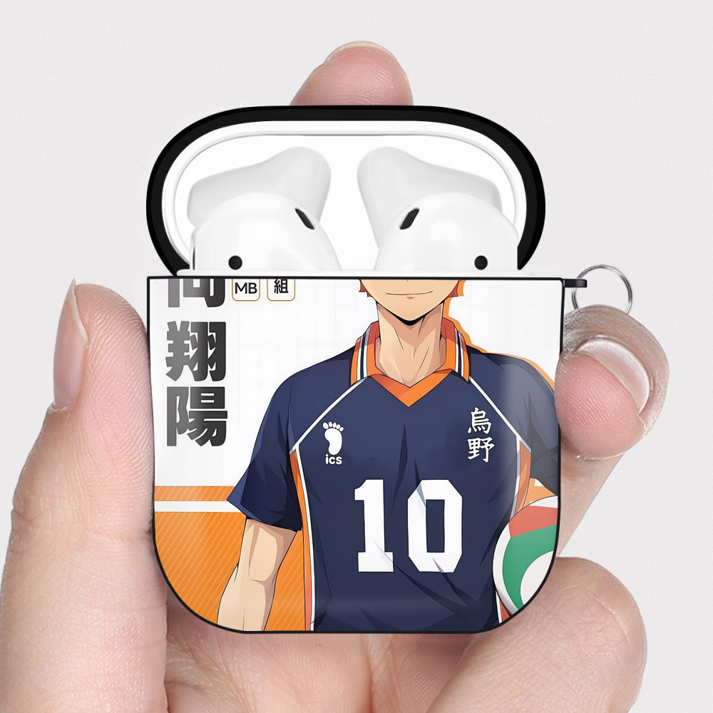 （画像用） ハイキュー!! Haikyu!! AirPods 第2世代保護ケース ハードシェル ブラック 耐衝撃・防指紋・カラビナ付き