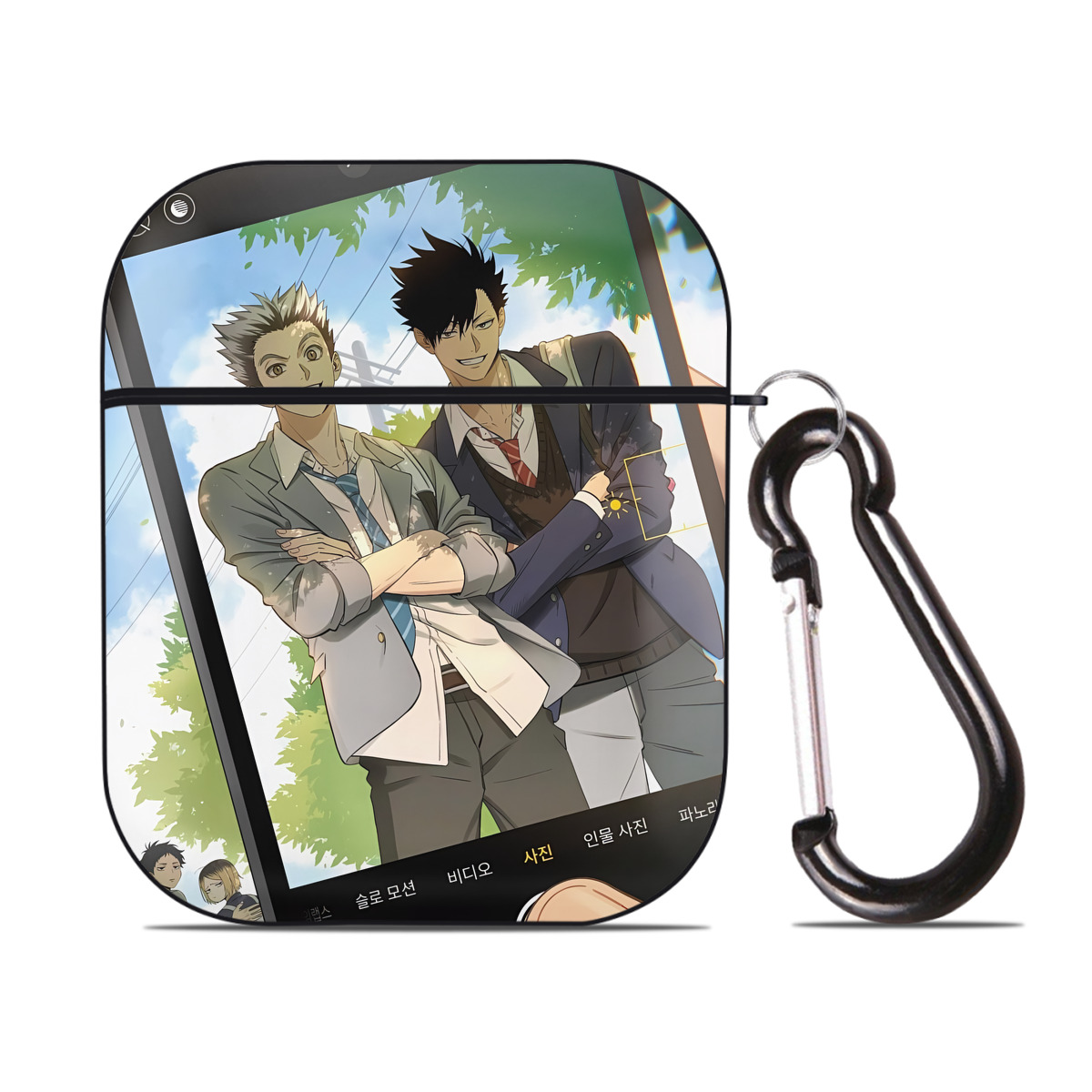 （画像用） ハイキュー!! Haikyu!! AirPods 第2世代保護ケース ハードシェル ブラック 耐衝撃・防指紋・カラビナ付き