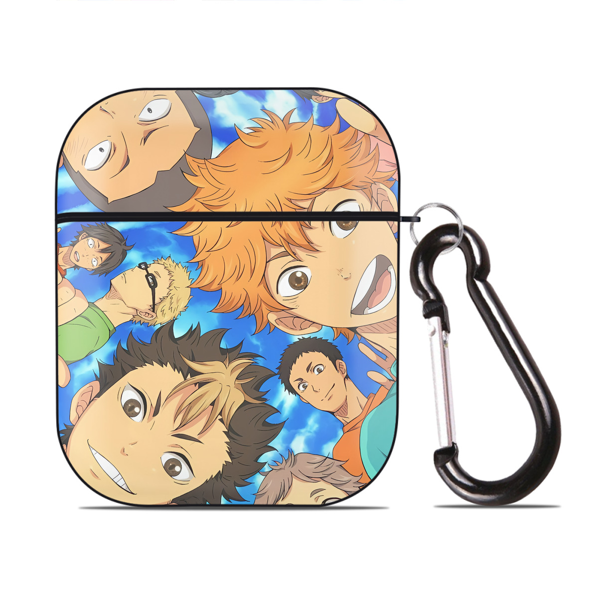 （画像用） ハイキュー!! Haikyu!! AirPods 第2世代保護ケース ハードシェル ブラック 耐衝撃・防指紋・カラビナ付き