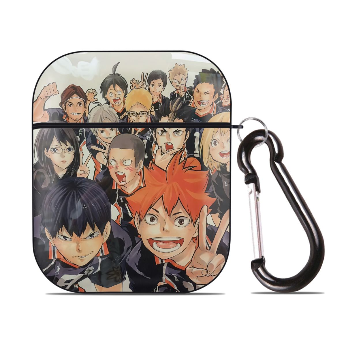 （画像用） ハイキュー!! Haikyu!! AirPods 第2世代保護ケース ハードシェル ブラック 耐衝撃・防指紋・カラビナ付き