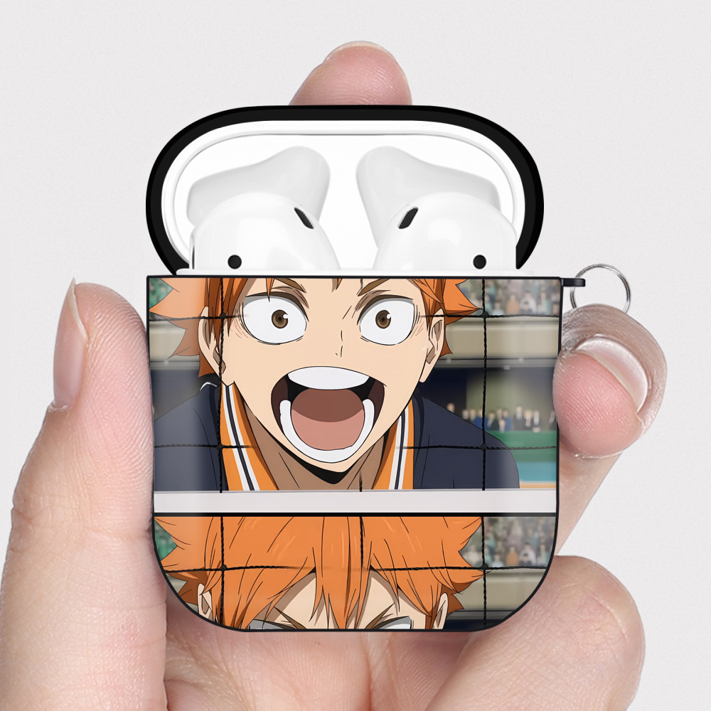 （画像用） ハイキュー!! Haikyu!! AirPods 第2世代保護ケース ハードシェル ブラック 耐衝撃・防指紋・カラビナ付き