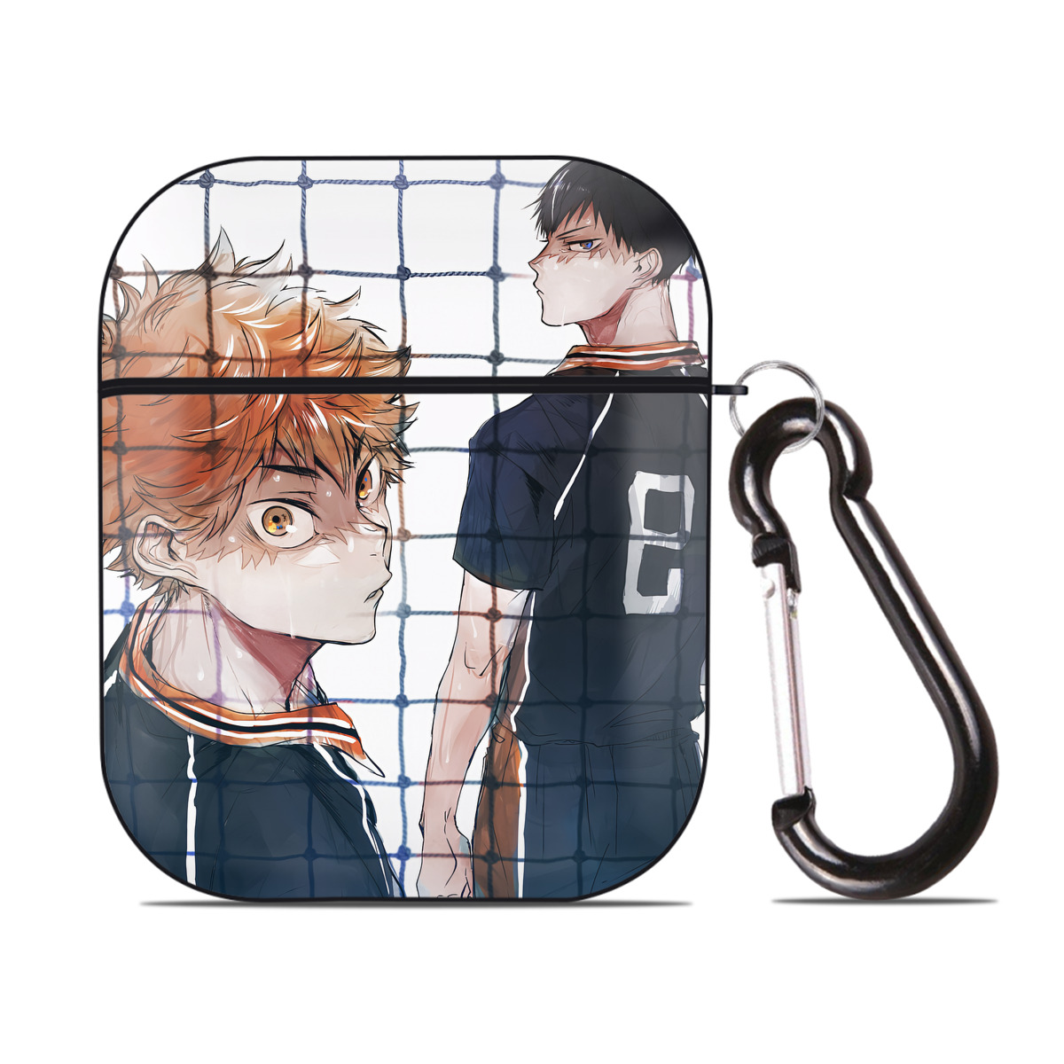 （画像用） ハイキュー!! Haikyu!! AirPods 第2世代保護ケース ハードシェル ブラック 耐衝撃・防指紋・カラビナ付き