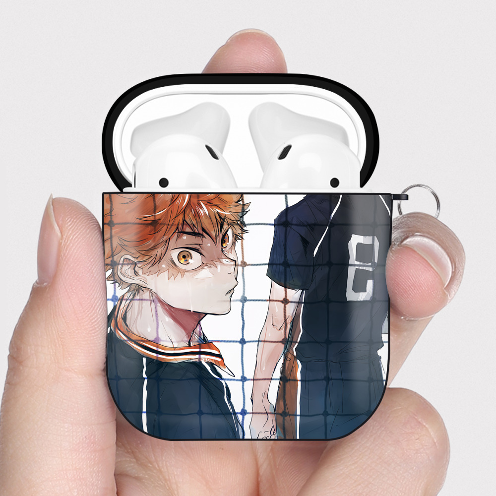 （画像用） ハイキュー!! Haikyu!! AirPods 第2世代保護ケース ハードシェル ブラック 耐衝撃・防指紋・カラビナ付き