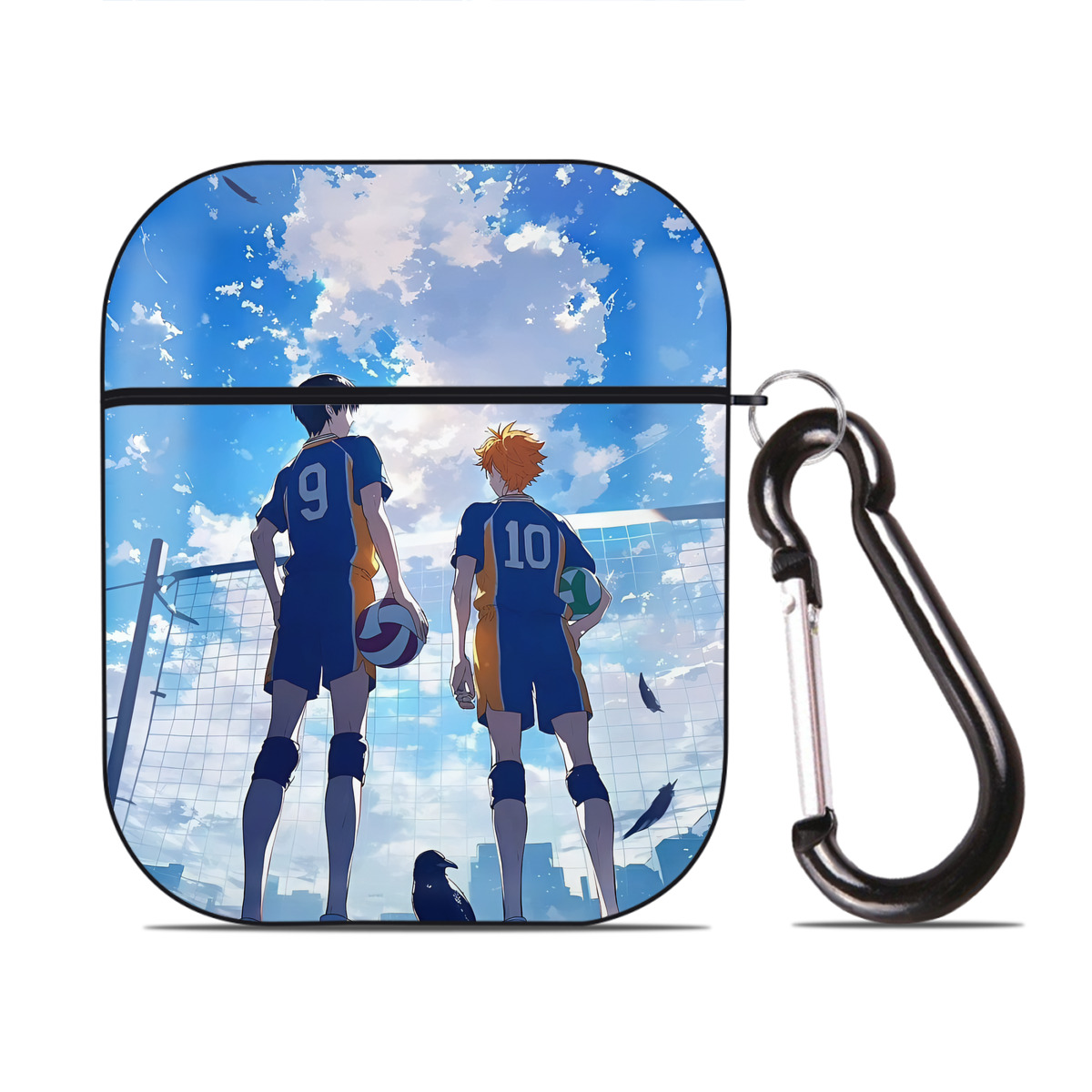 （画像用） ハイキュー!! Haikyu!! AirPods 第2世代保護ケース ハードシェル ブラック 耐衝撃・防指紋・カラビナ付き
