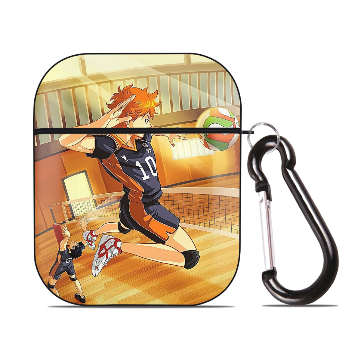 （画像用） ハイキュー!! Haikyu!! AirPods 第2世代保護ケース ハードシェル ブラック 耐衝撃・防指紋・カラビナ付き