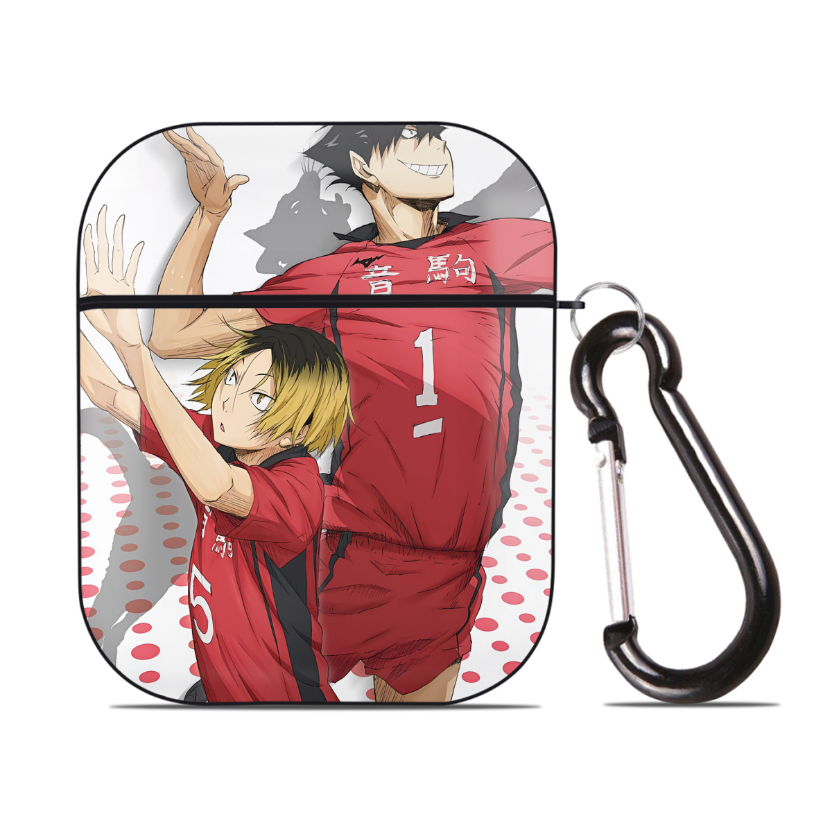 （画像用） ハイキュー!! Haikyu!! AirPods 第2世代保護ケース ハードシェル ブラック 耐衝撃・防指紋・カラビナ付き