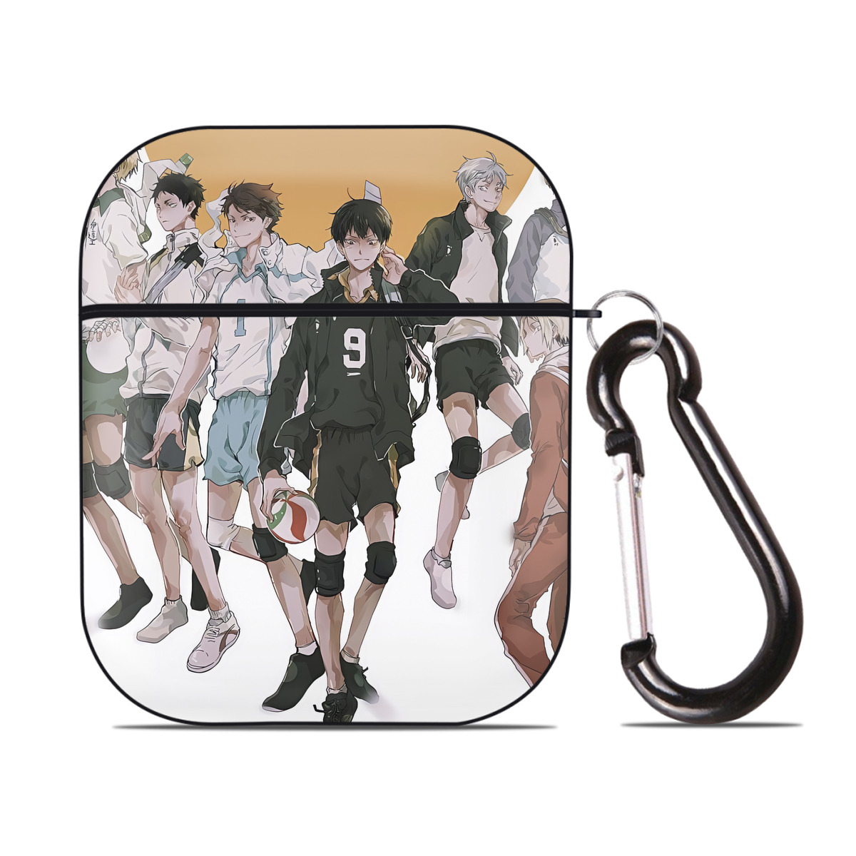 （画像用） ハイキュー!! Haikyu!! AirPods 第2世代保護ケース ハードシェル ブラック 耐衝撃・防指紋・カラビナ付き