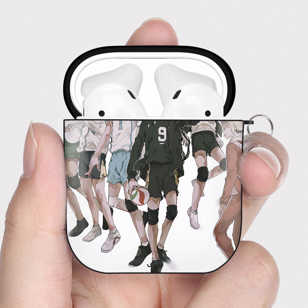 （画像用） ハイキュー!! Haikyu!! AirPods 第2世代保護ケース ハードシェル ブラック 耐衝撃・防指紋・カラビナ付き