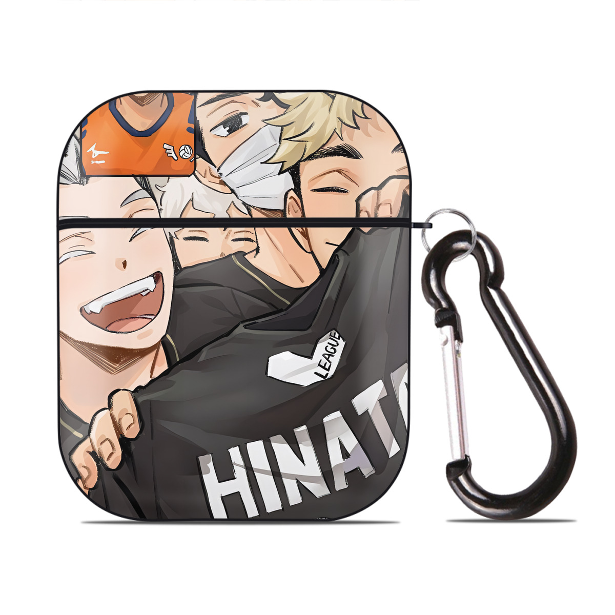 （画像用） ハイキュー!! Haikyu!! AirPods 第2世代保護ケース ハードシェル ブラック 耐衝撃・防指紋・カラビナ付き