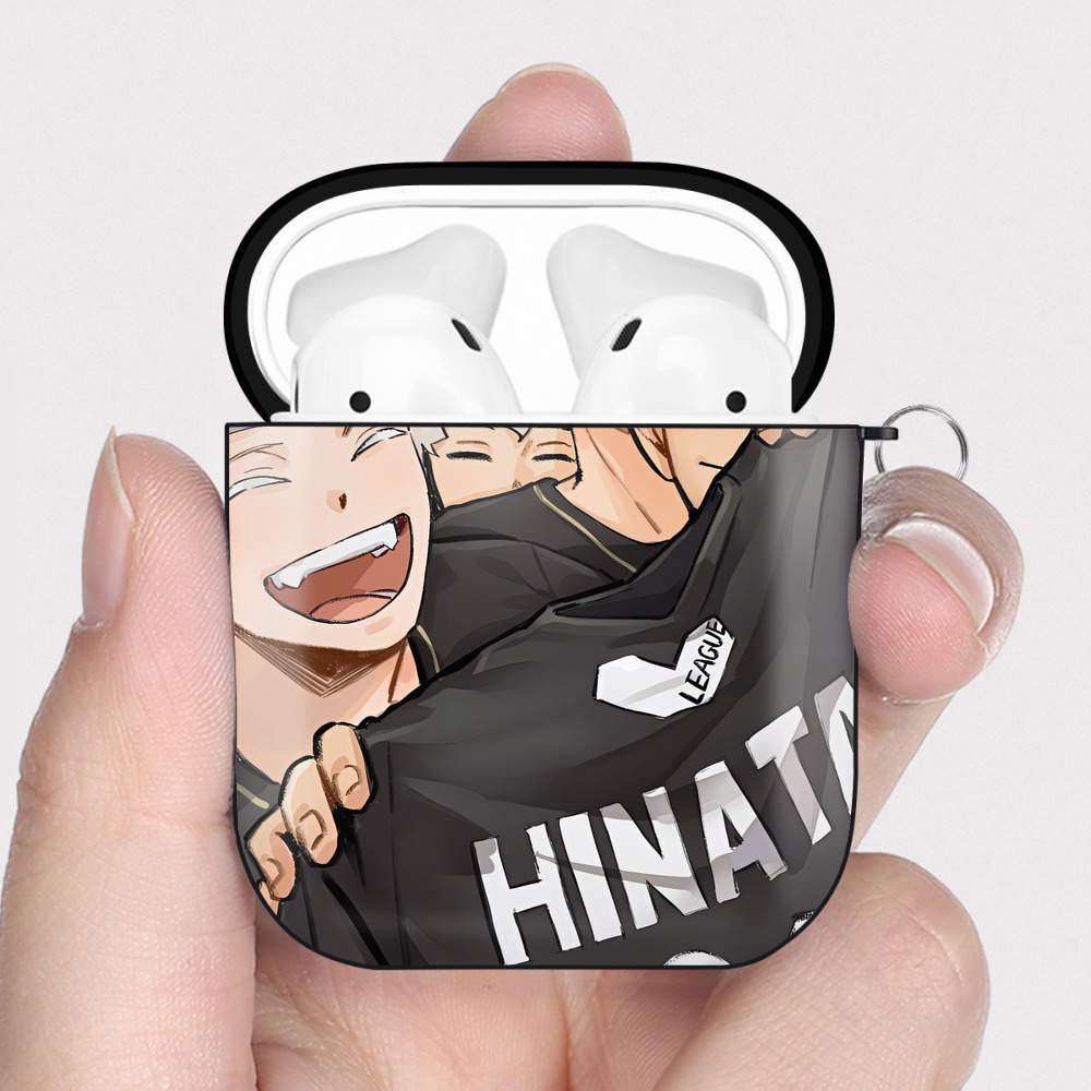 （画像用） ハイキュー!! Haikyu!! AirPods 第2世代保護ケース ハードシェル ブラック 耐衝撃・防指紋・カラビナ付き