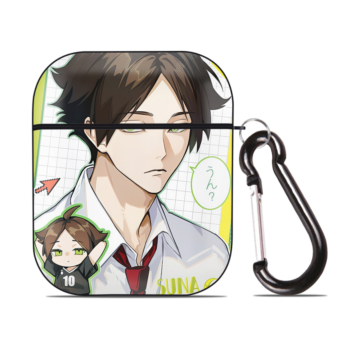 （画像用） ハイキュー!! Haikyu!! AirPods 第2世代保護ケース ハードシェル ブラック 耐衝撃・防指紋・カラビナ付き