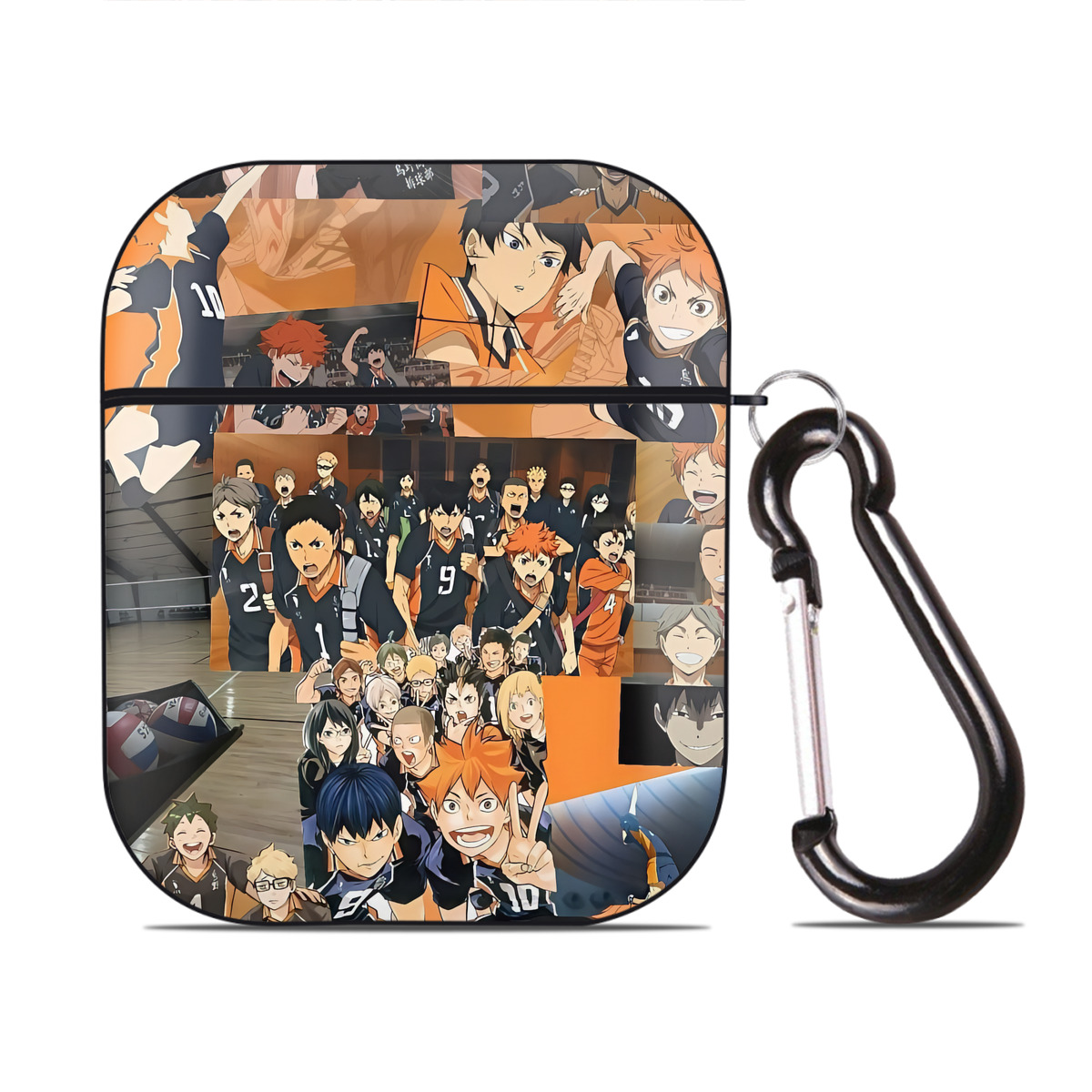 （画像用） ハイキュー!! Haikyu!! AirPods 第2世代保護ケース ハードシェル ブラック 耐衝撃・防指紋・カラビナ付き