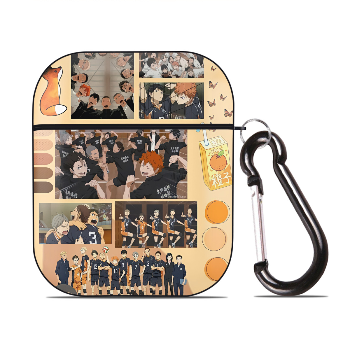 （画像用） ハイキュー!! Haikyu!! AirPods 第2世代保護ケース ハードシェル ブラック 耐衝撃・防指紋・カラビナ付き