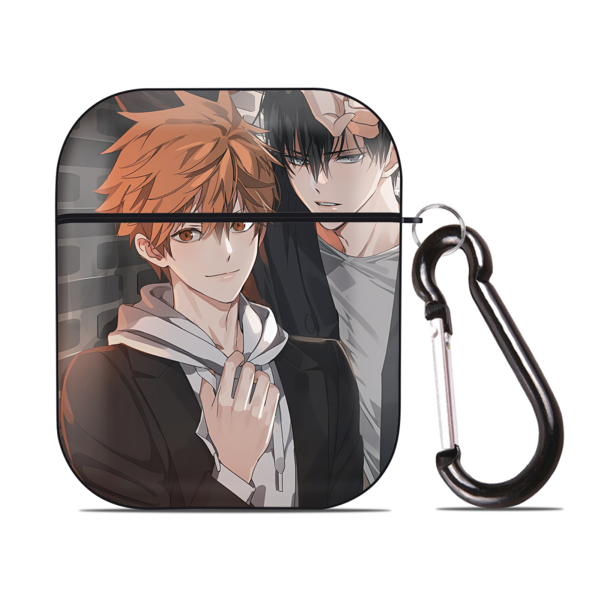 （画像用） ハイキュー!! Haikyu!! AirPods 第2世代保護ケース ハードシェル ブラック 耐衝撃・防指紋・カラビナ付き