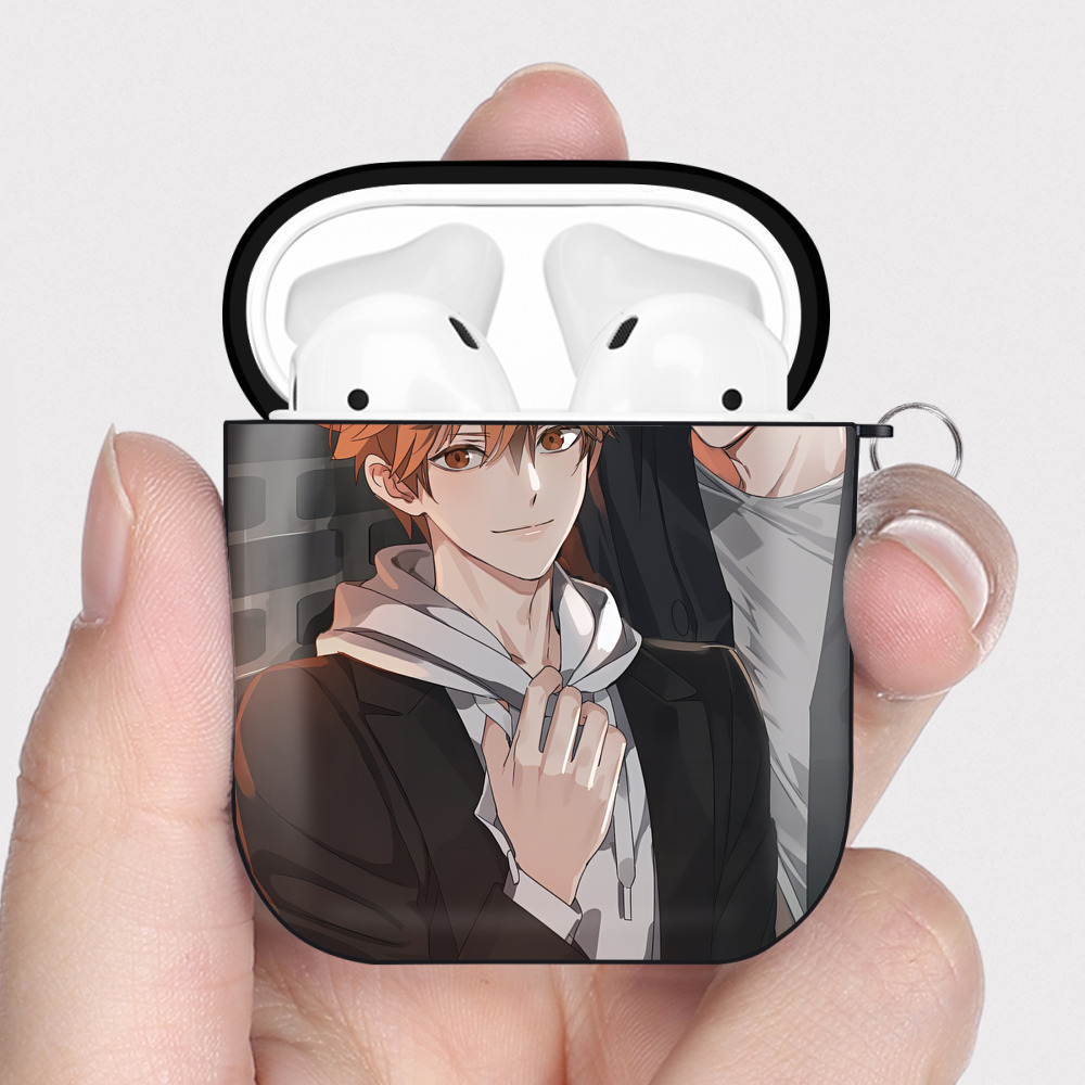 （画像用） ハイキュー!! Haikyu!! AirPods 第2世代保護ケース ハードシェル ブラック 耐衝撃・防指紋・カラビナ付き
