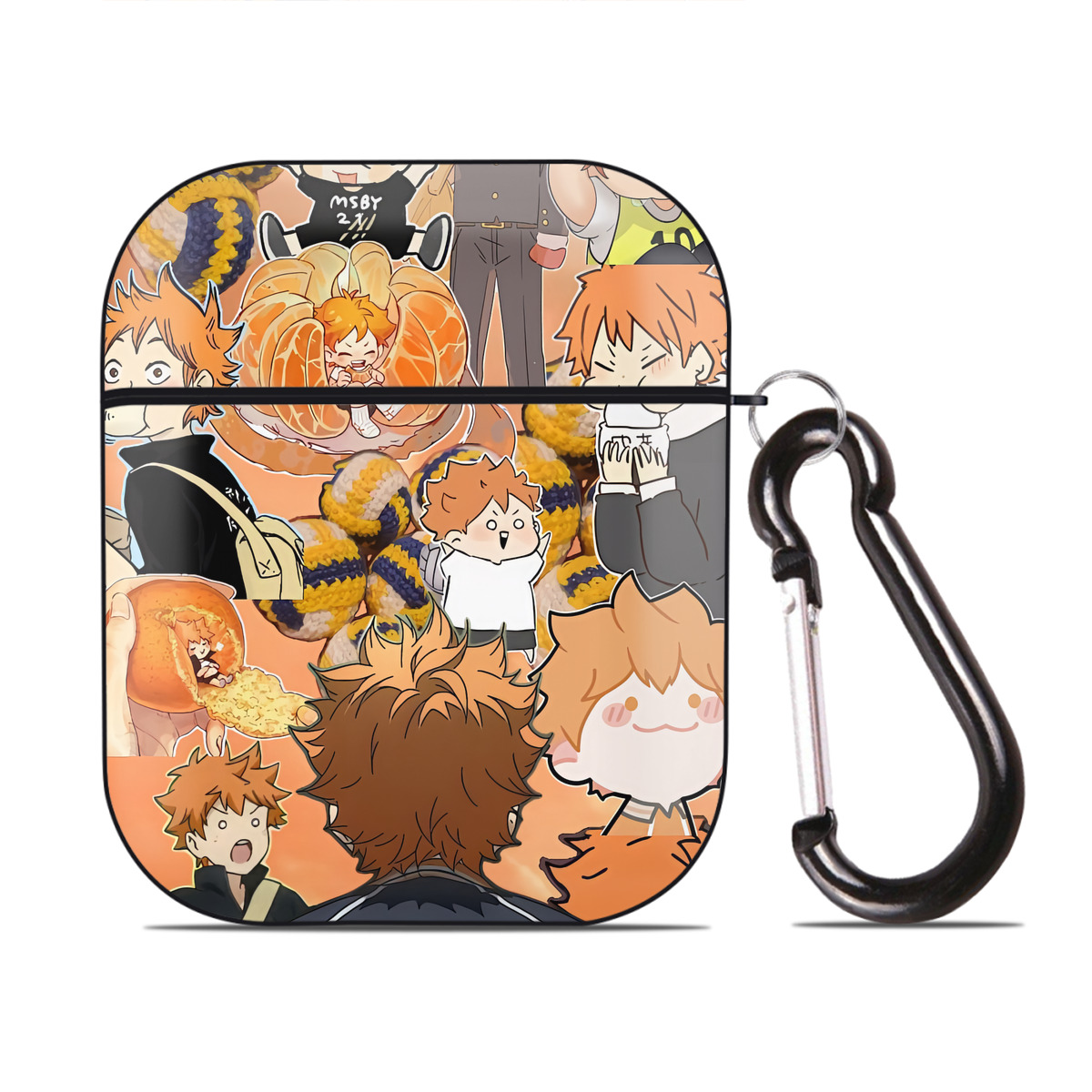 （画像用） ハイキュー!! Haikyu!! AirPods 第2世代保護ケース ハードシェル ブラック 耐衝撃・防指紋・カラビナ付き
