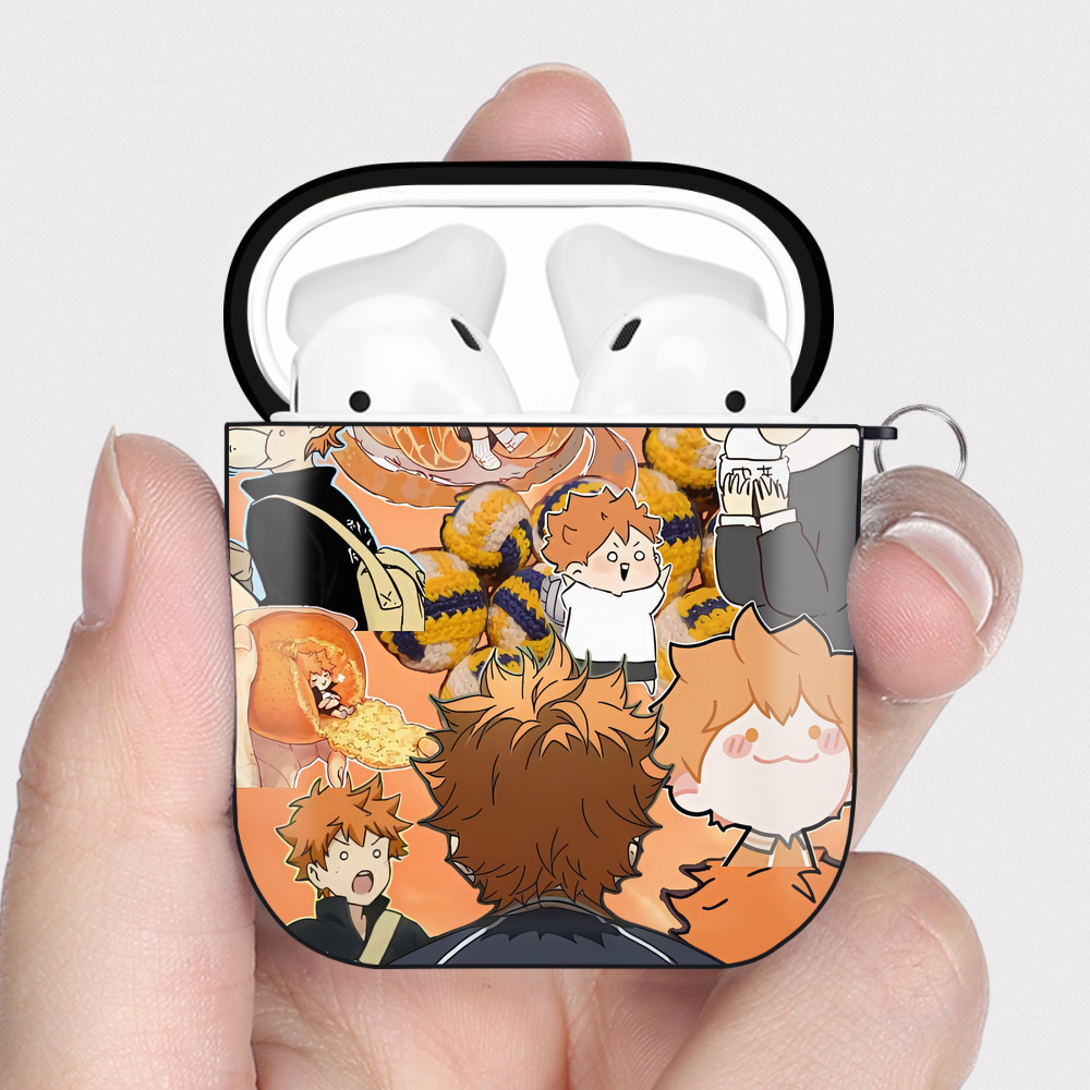 （画像用） ハイキュー!! Haikyu!! AirPods 第2世代保護ケース ハードシェル ブラック 耐衝撃・防指紋・カラビナ付き