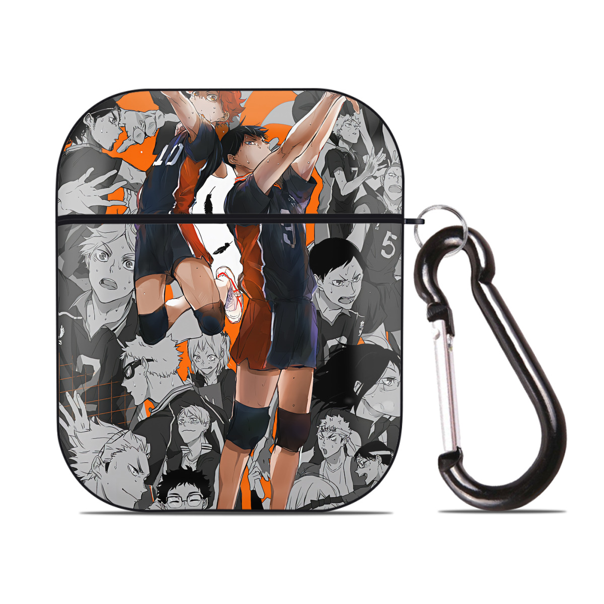 （画像用） ハイキュー!! Haikyu!! AirPods 第2世代保護ケース ハードシェル ブラック 耐衝撃・防指紋・カラビナ付き
