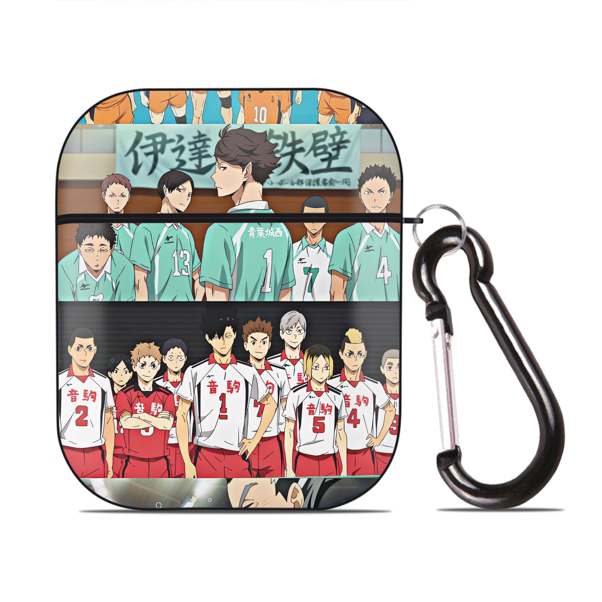 （画像用） ハイキュー!! Haikyu!! AirPods 第2世代保護ケース ハードシェル ブラック 耐衝撃・防指紋・カラビナ付き