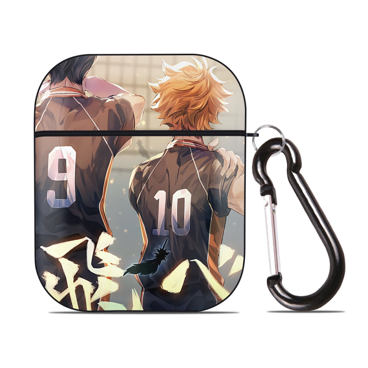 （画像用） ハイキュー!! Haikyu!! AirPods 第2世代保護ケース ハードシェル ブラック 耐衝撃・防指紋・カラビナ付き