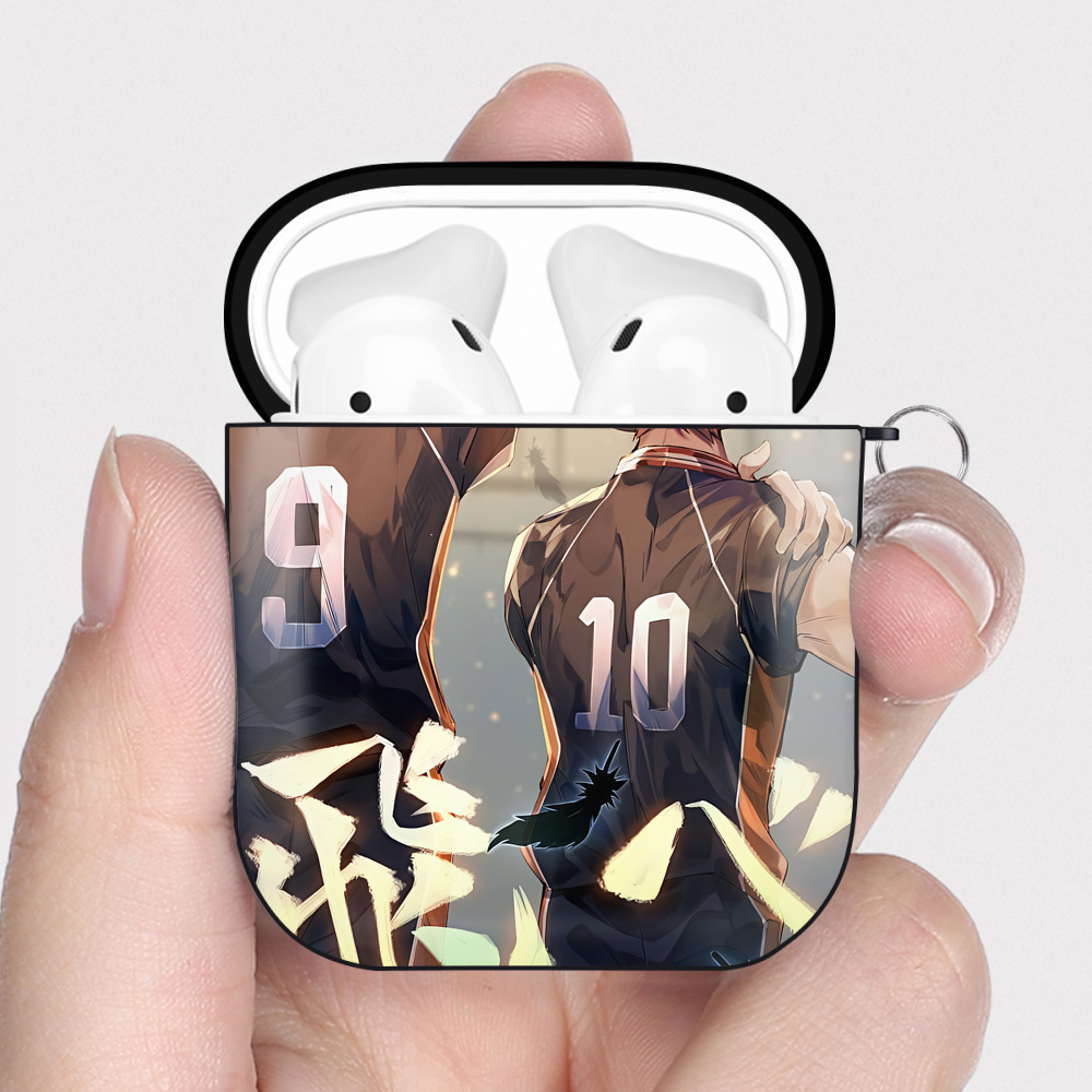 （画像用） ハイキュー!! Haikyu!! AirPods 第2世代保護ケース ハードシェル ブラック 耐衝撃・防指紋・カラビナ付き