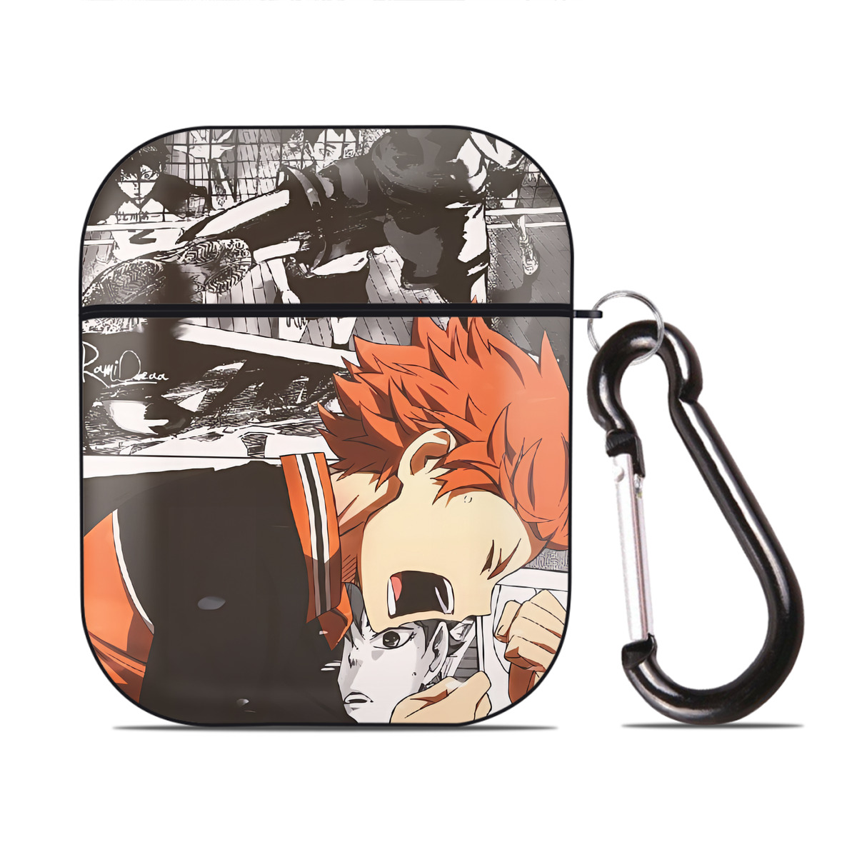（画像用） ハイキュー!! Haikyu!! AirPods 第2世代保護ケース ハードシェル ブラック 耐衝撃・防指紋・カラビナ付き