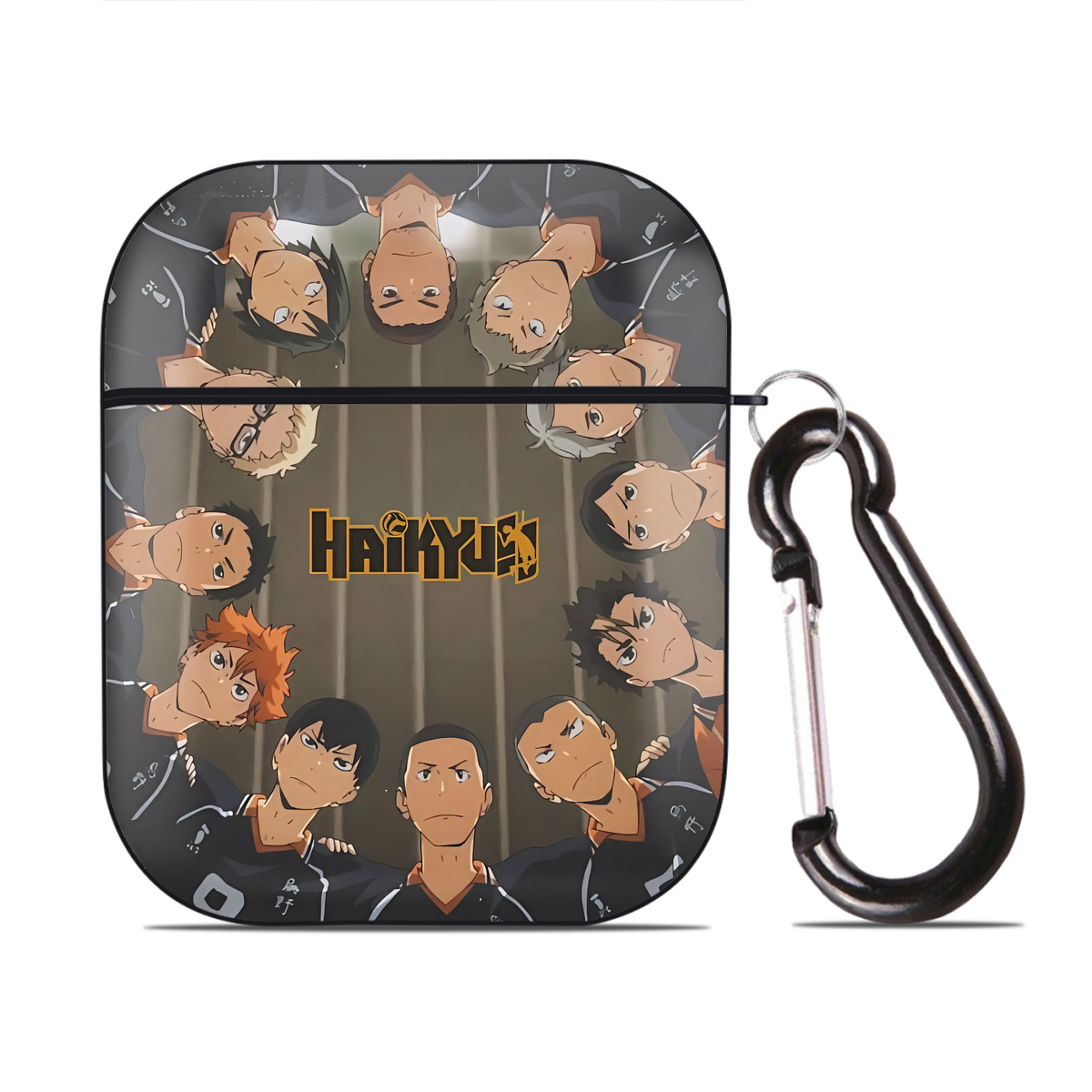 （画像用） ハイキュー!! Haikyu!! AirPods 第2世代保護ケース ハードシェル ブラック 耐衝撃・防指紋・カラビナ付き
