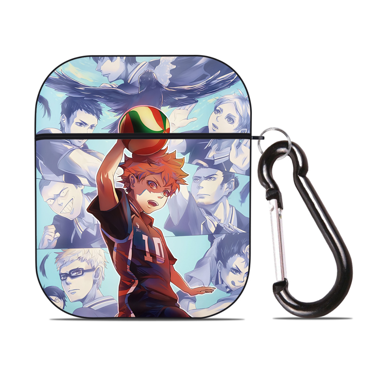 （画像用） ハイキュー!! Haikyu!! AirPods 第2世代保護ケース ハードシェル ブラック 耐衝撃・防指紋・カラビナ付き