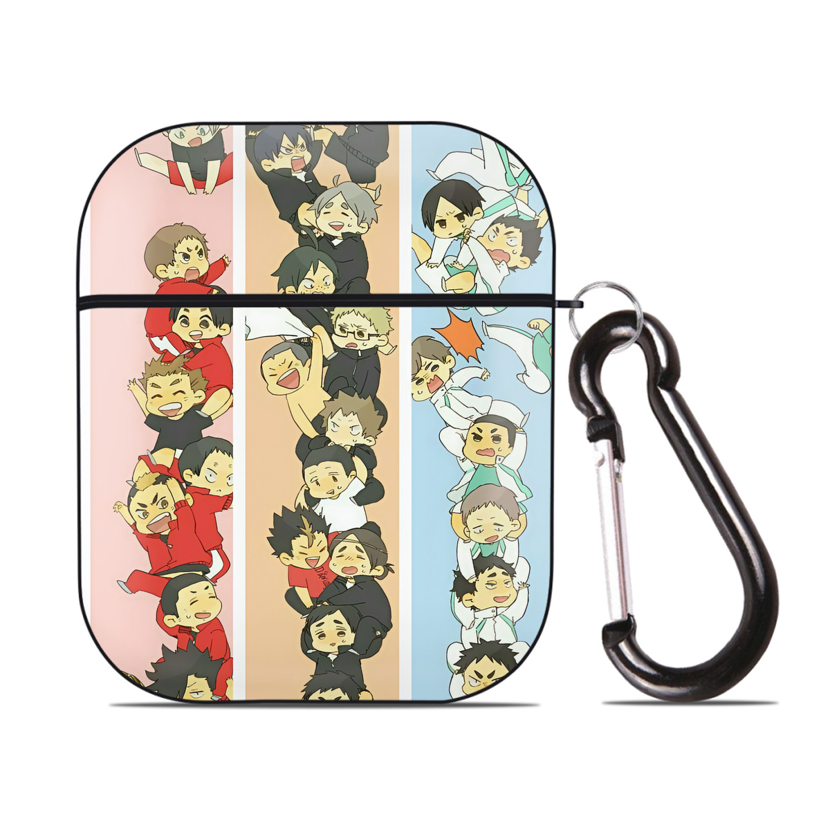 （画像用） ハイキュー!! Haikyu!! AirPods 第2世代保護ケース ハードシェル ブラック 耐衝撃・防指紋・カラビナ付き