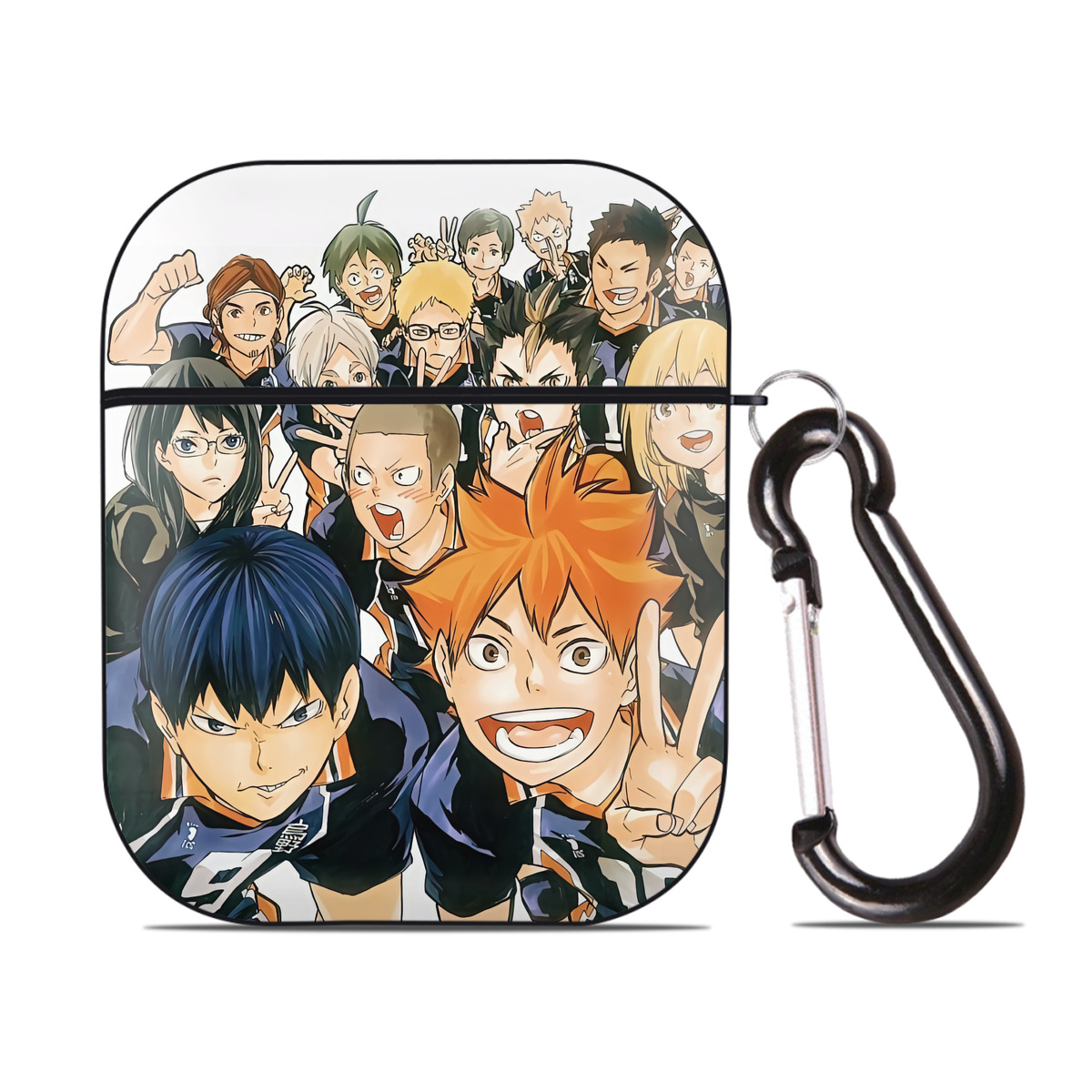 （画像用） ハイキュー!! Haikyu!! AirPods 第2世代保護ケース ハードシェル ブラック 耐衝撃・防指紋・カラビナ付き